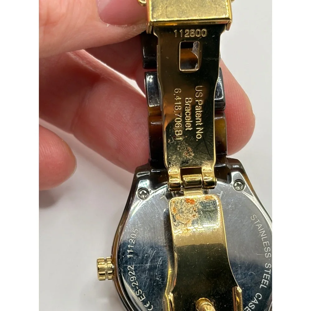 Fossil ES-2922 Women Tortoise Shell Brown Dial Watch Gold‎ Tone Stainless Steel